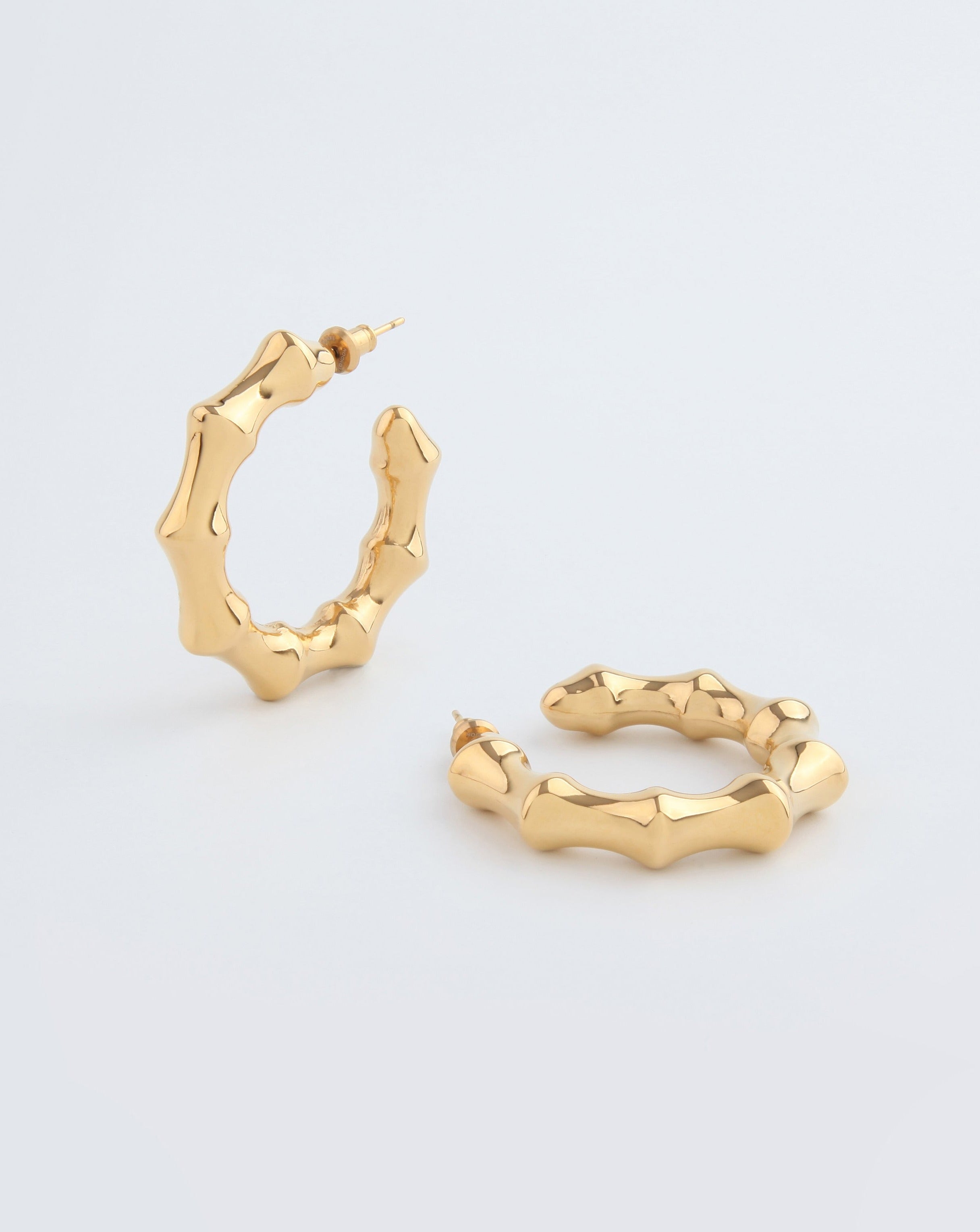 Small gold sale bamboo earrings