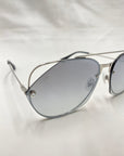 A pair of stylish For Art's Sake® Casino aviator sunglasses with metallic silver frames, reflective silver lenses, and comfortable jadestone nose pads is positioned against a plain white background.