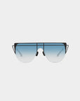 A pair of **Alien** sunglasses by **For Art's Sake®** with gradient blue tint lenses and a thin black frame. The design features a straight top bar and minimalist, sleek lines, giving them a modern and trendy appearance. The nose pads are adjustable for a comfortable fit, offering UV protection.