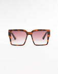 For Art's Sake® Castle, square, oversized sunglasses with tortoiseshell frames and ultra-lightweight, gradient pink lenses, set against a plain white background.