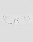 A pair of clear rectangular Delight eyeglasses from For Art's Sake®, showcasing the brand name "For Art's Sake® London" on one lens. The glasses emanate modern sophistication and are set against a plain white background.