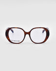 A pair of bold and stylish glasses, the Bow by For Art's Sake®, featuring oversized, rounded rectangular lenses encased in a brown tortoiseshell frame on a plain white background. The brand "For Art's Sake" is visible on the left lens.